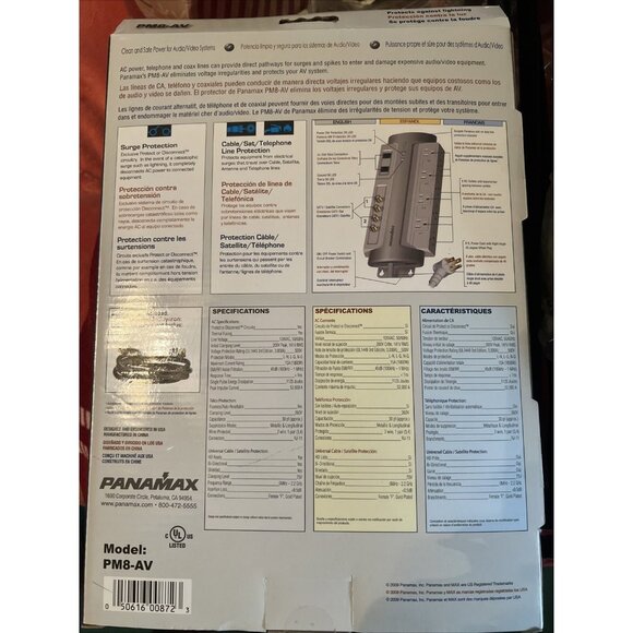 Panamax PM8-AV Theater Surge Coax Sat Telephone Line Protector AC Audio Video - Picture 2 of 2